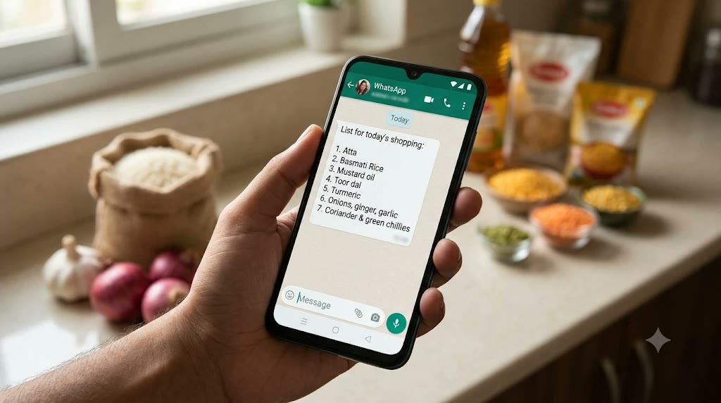 Grocery list on WhatsApp (AI sample)